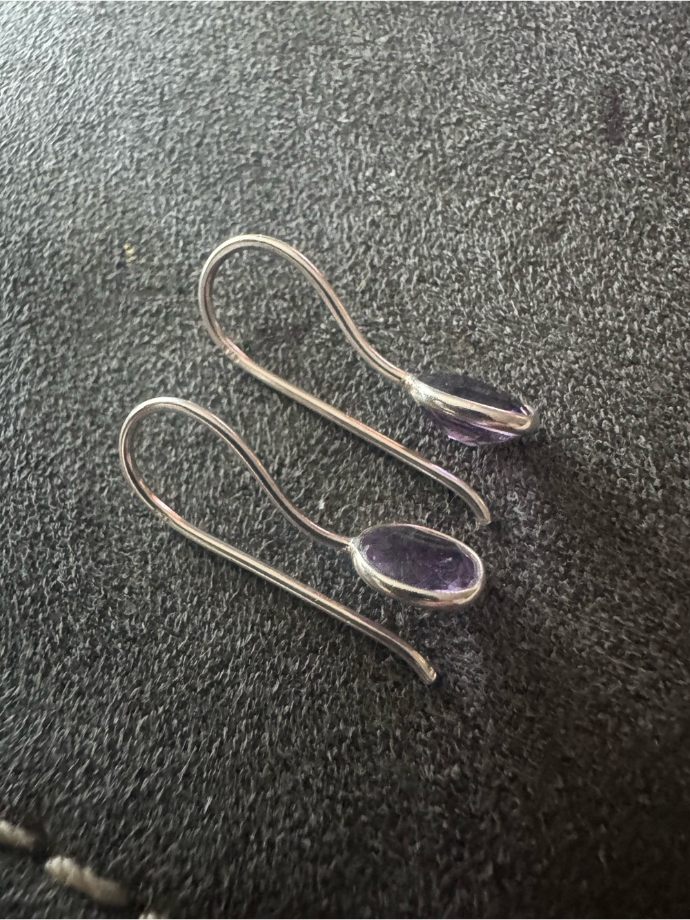 Sterling Silver Amethyst Drop Earrings - Purple